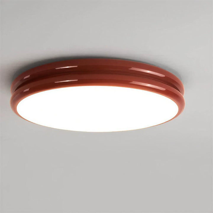 Modern Flush Mount Ceiling Light Fixture With Round Double Layered Silhouette