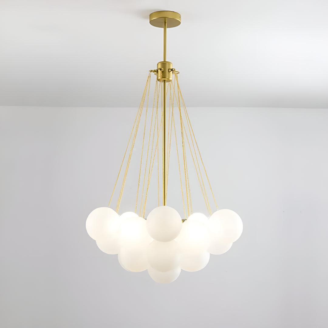 Modern Hanging Bubble Chandelier With Floating Orb Cluster Design