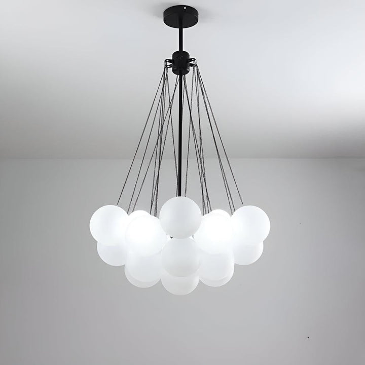 Modern Hanging Bubble Chandelier With Floating Orb Cluster Design