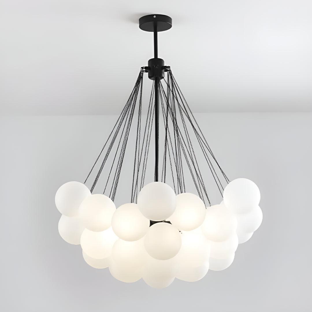 Modern Hanging Bubble Chandelier With Floating Orb Cluster Design