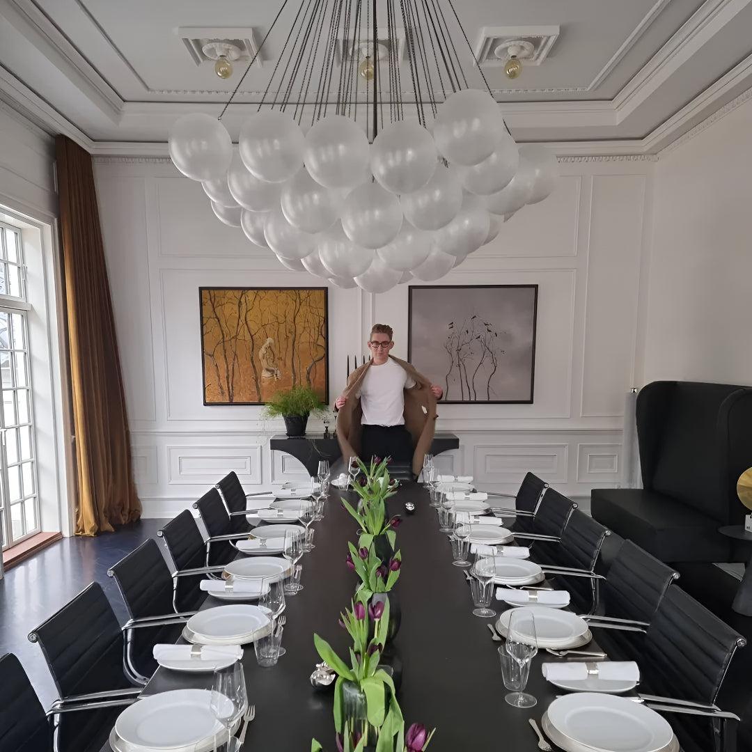 Modern Hanging Bubble Chandelier With Floating Orb Cluster Design