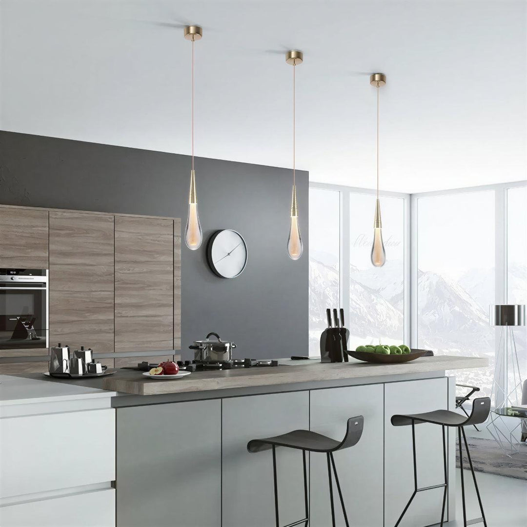 Modern Hanging Light Fixture And Pendant Lamp With Teardrop Design