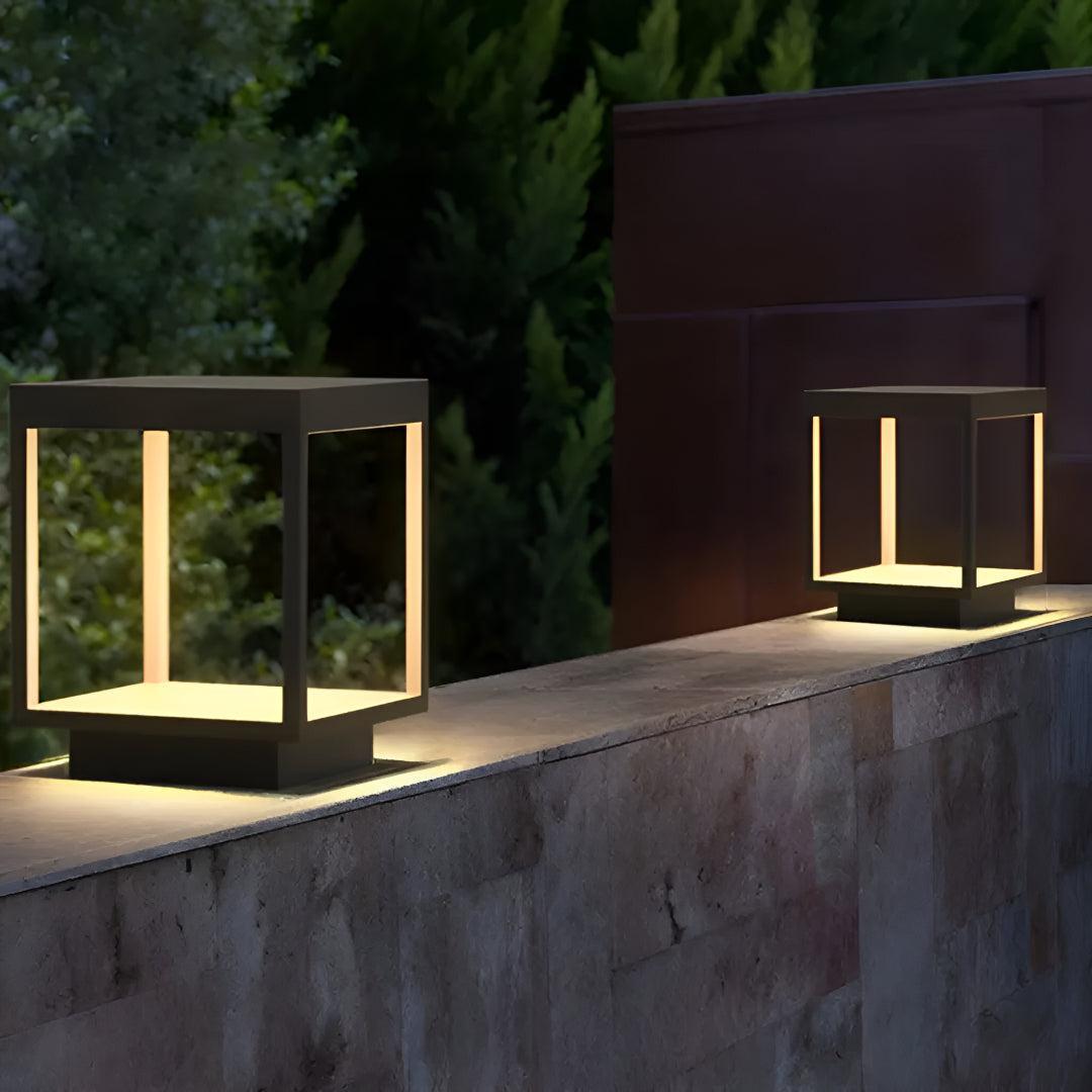 Modern Open Frame Post Lights for Outdoor Garden Walls