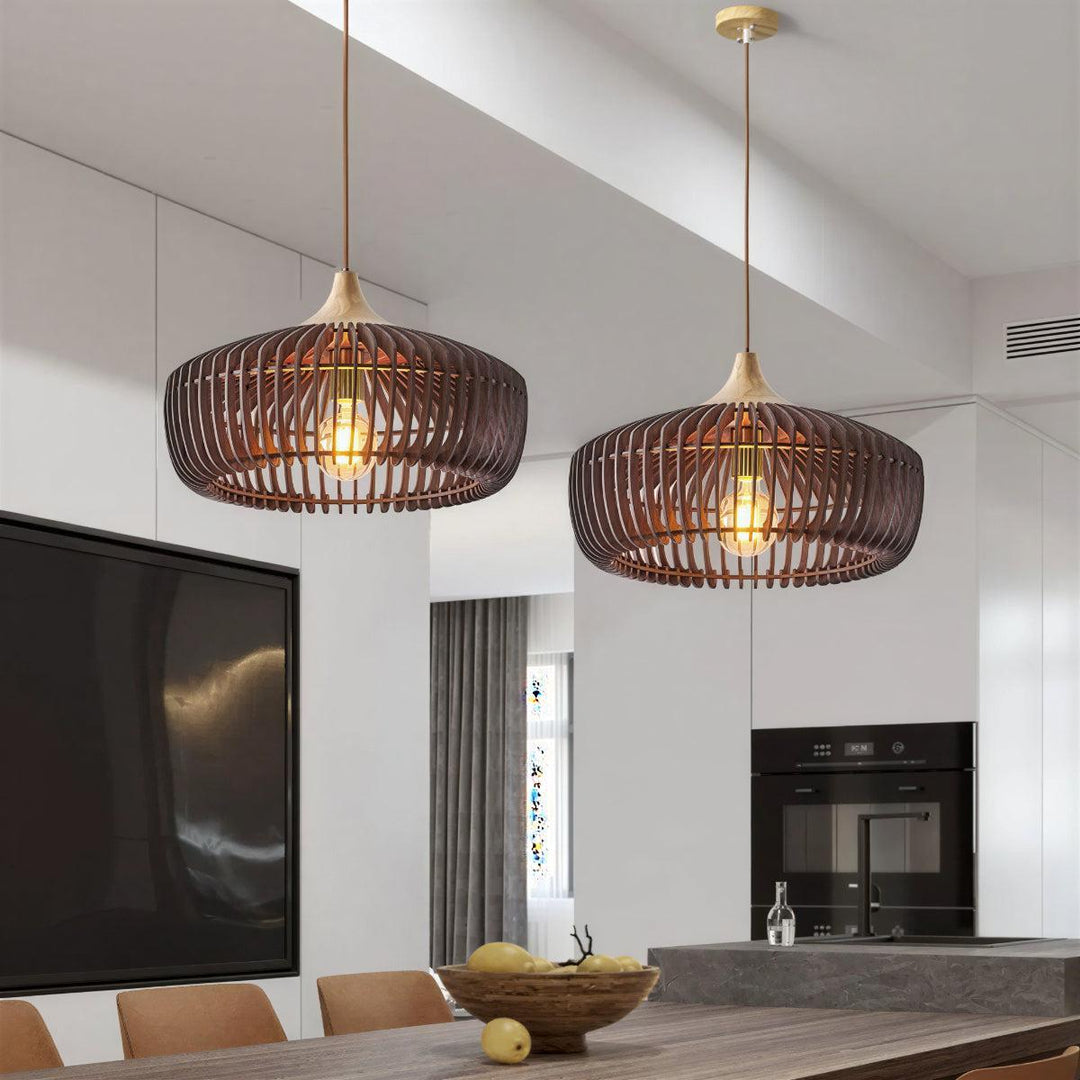 Nordic Pendant Lighting With Japanese Style Wooden Cage