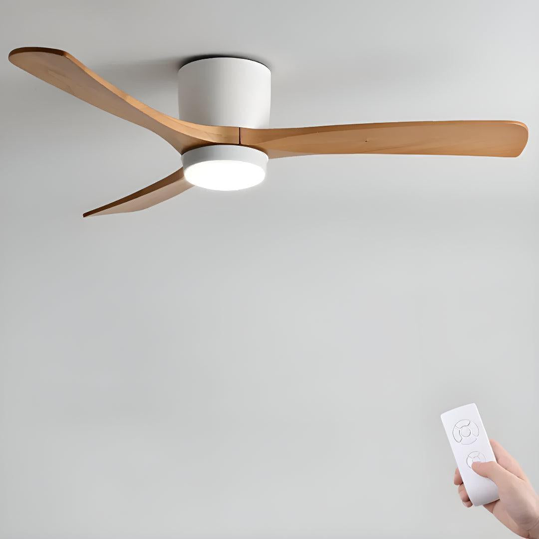 Nordic Wooden Overhead Ceiling Fan With Light And Quiet Motor