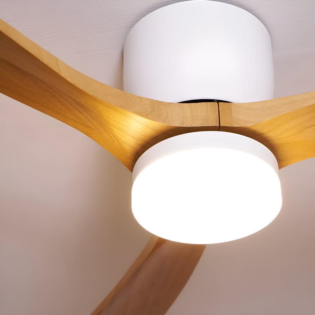 Nordic Wooden Overhead Ceiling Fan With Light And Quiet Motor