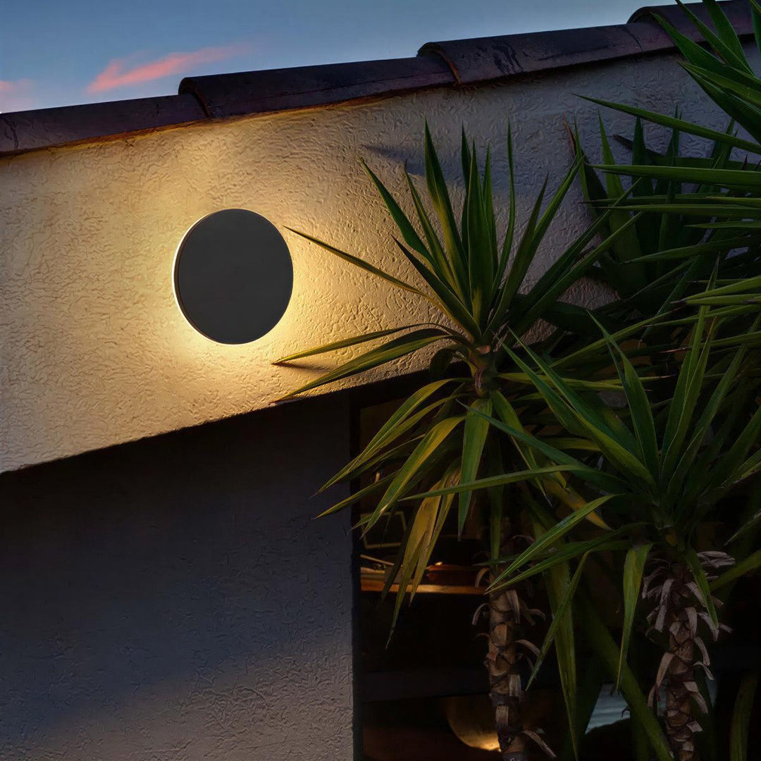 Outdoor Circular Wall Light With Minimalist Backlit Halo