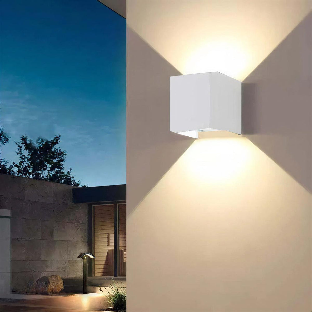 Outdoor Cube Wall Lights With Adjustable Up Down Beam