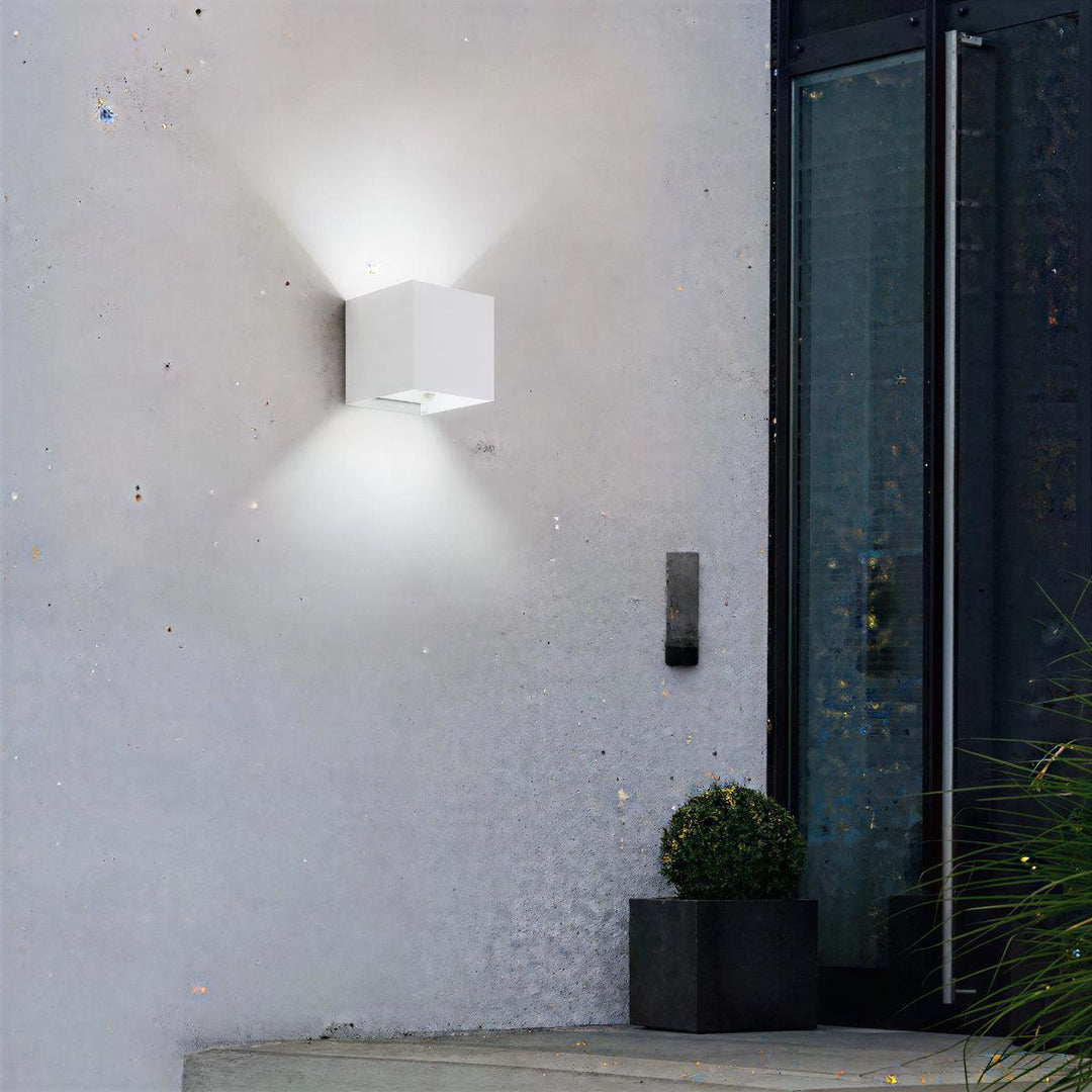 Outdoor Cube Wall Lights With Adjustable Up Down Beam