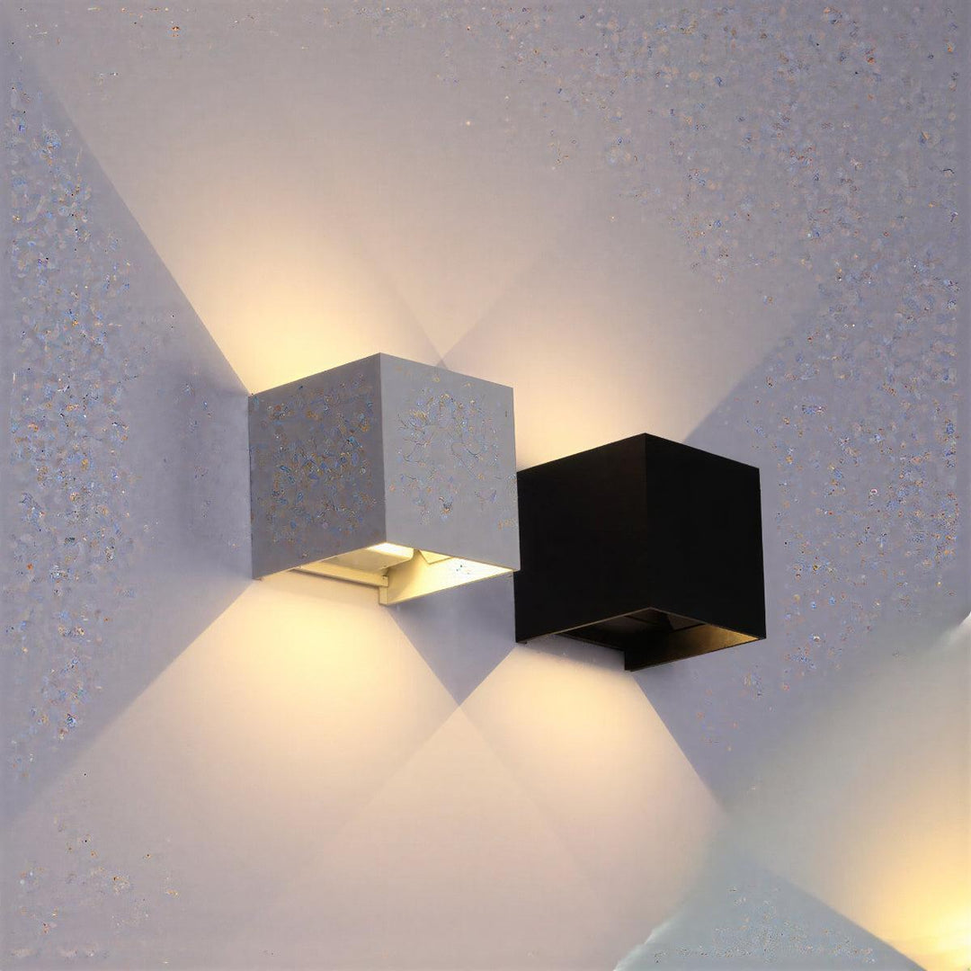 Outdoor Cube Wall Lights With Adjustable Up Down Beam