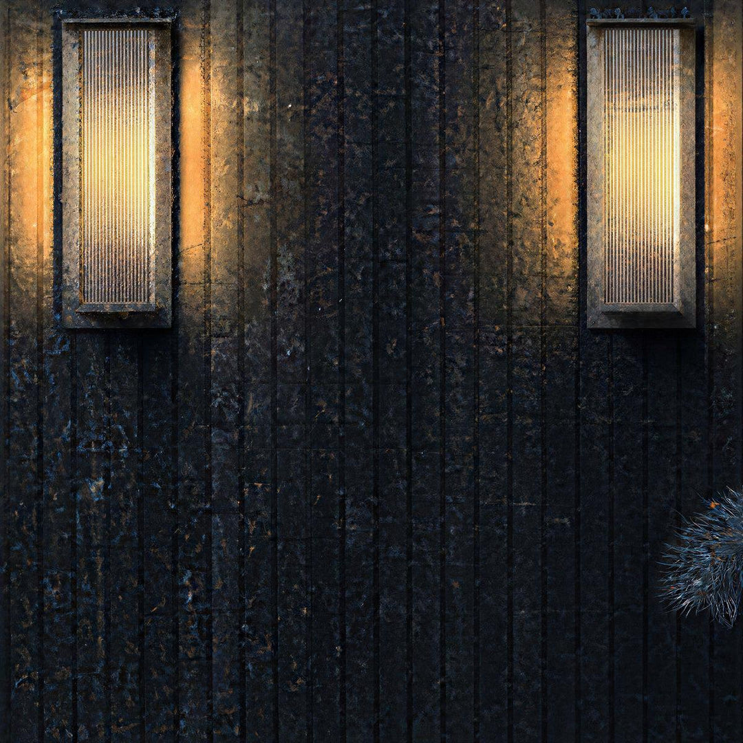 Outdoor Wall Light With Architectural Rectangular Ribbed Box