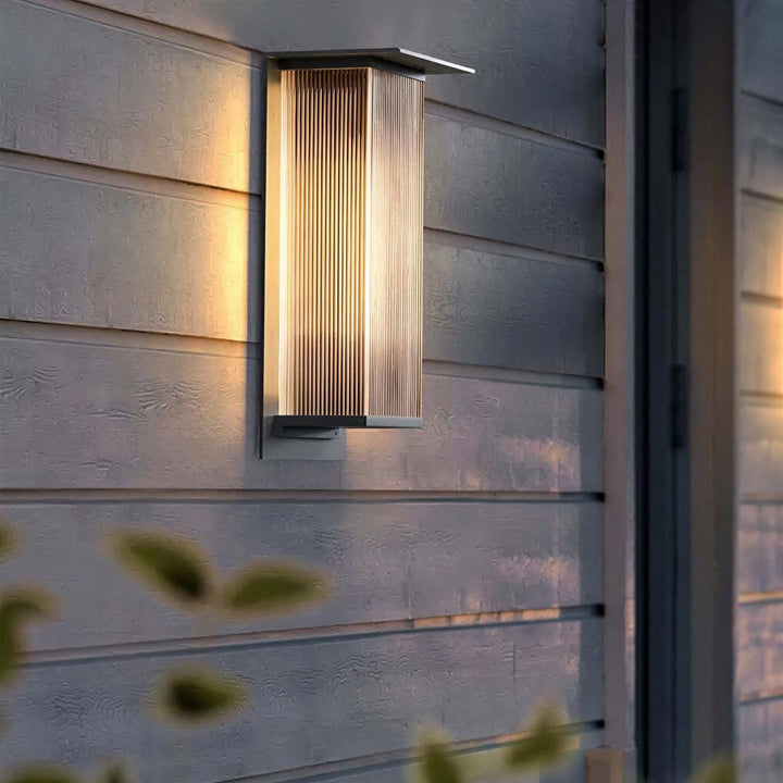 Outdoor Wall Light With Architectural Rectangular Ribbed Box