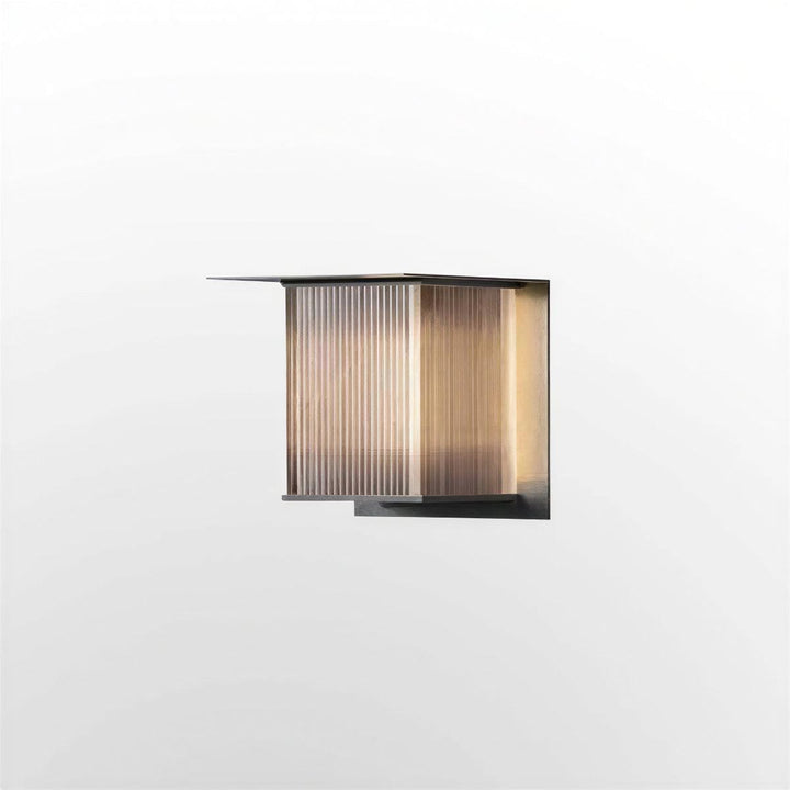 Outdoor Wall Light With Architectural Rectangular Ribbed Box