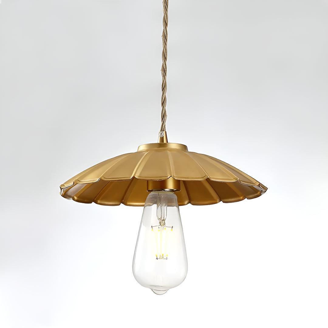 Pendant Light With Vintage Flat Scalloped Shade Design