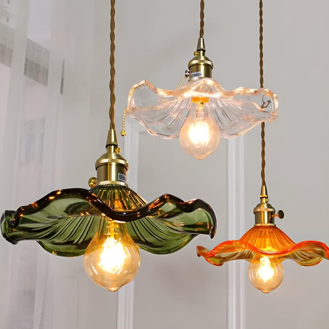 Pendant Lights With Art Nouveau Flower Shade
