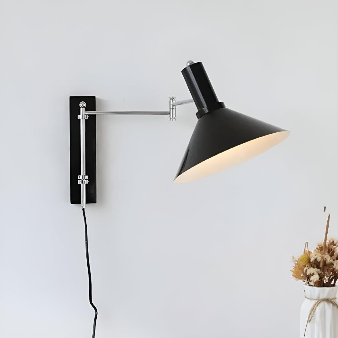 Plug In Wall Lamp With Adjustable Swing Arm And Swivel