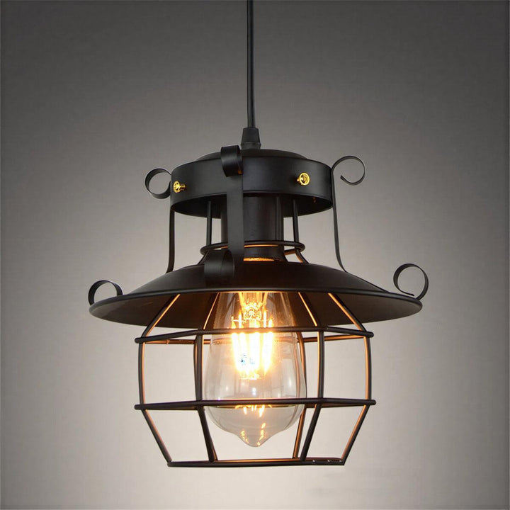 Retro Vintage Pendant With Industrial Cage Style Design