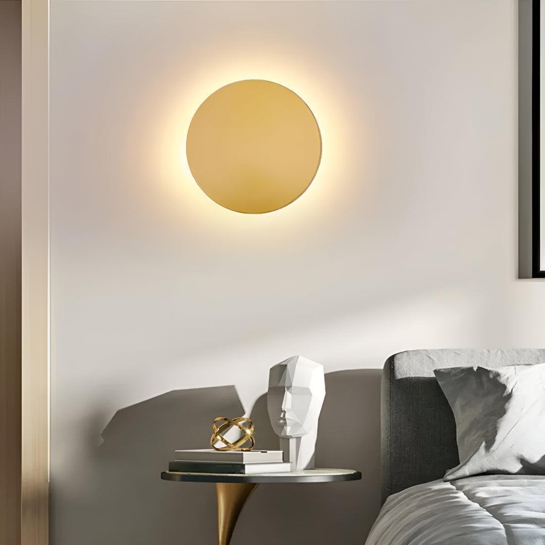 Round Metal Halo Illumination Indoor Wall Light For Modern Ambient