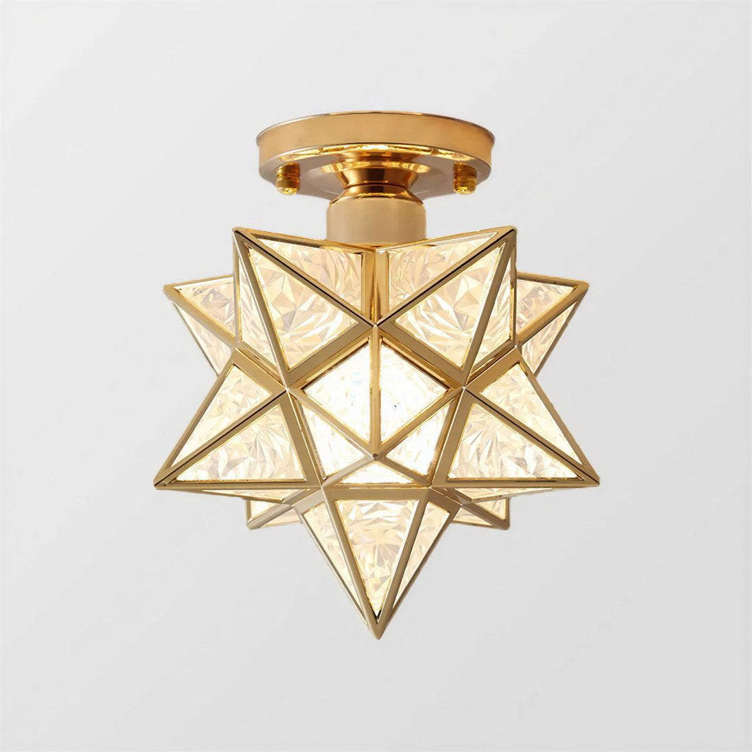 Rustic Ceiling Light Fixture With Geometric Star Burst