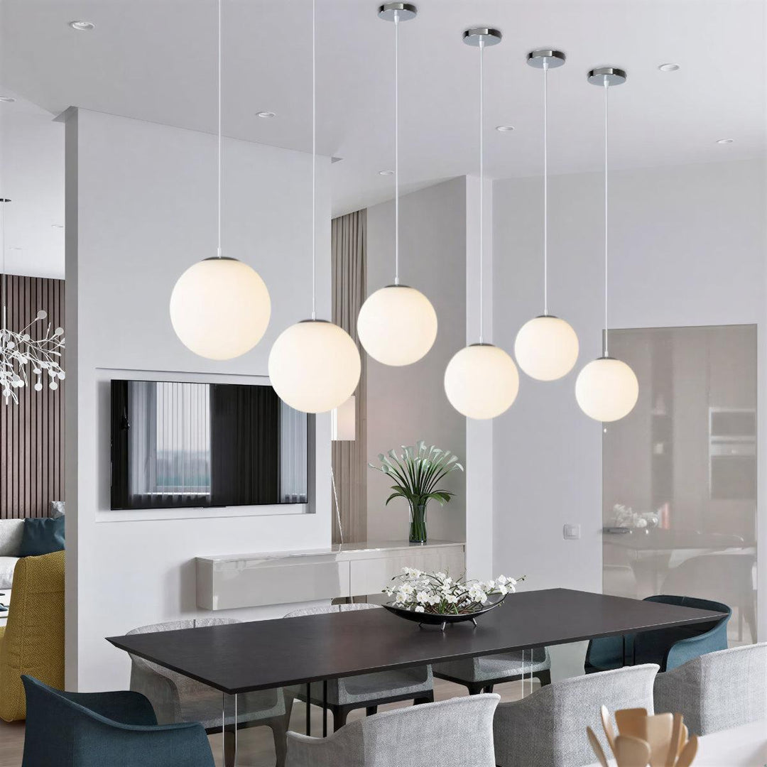 Simple Pendant Fixture With Modern Glass Globe Style