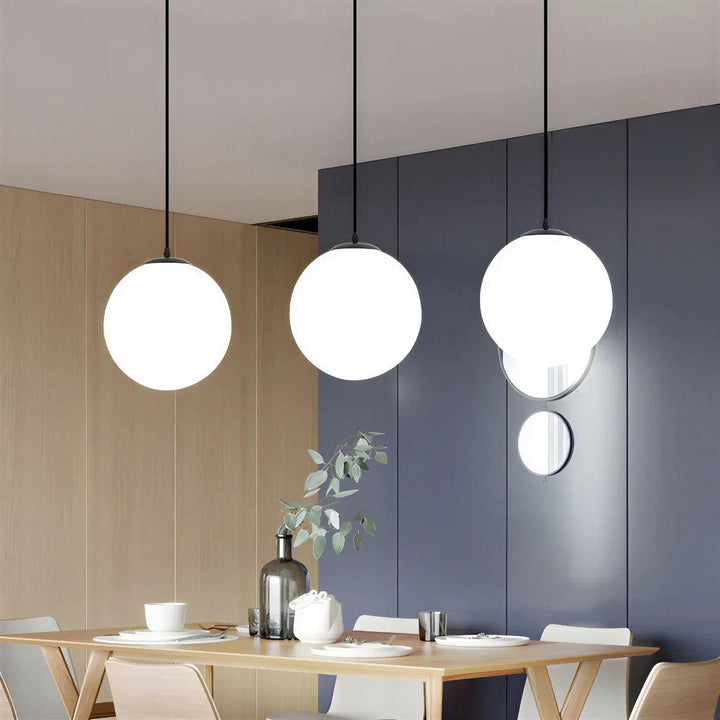 Simple Pendant Fixture With Modern Glass Globe Style