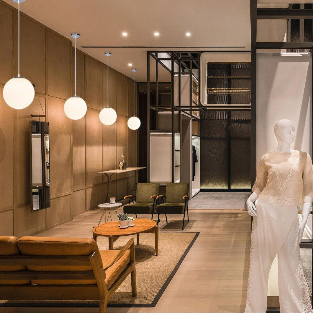 Simple Pendant Fixture With Modern Glass Globe Style