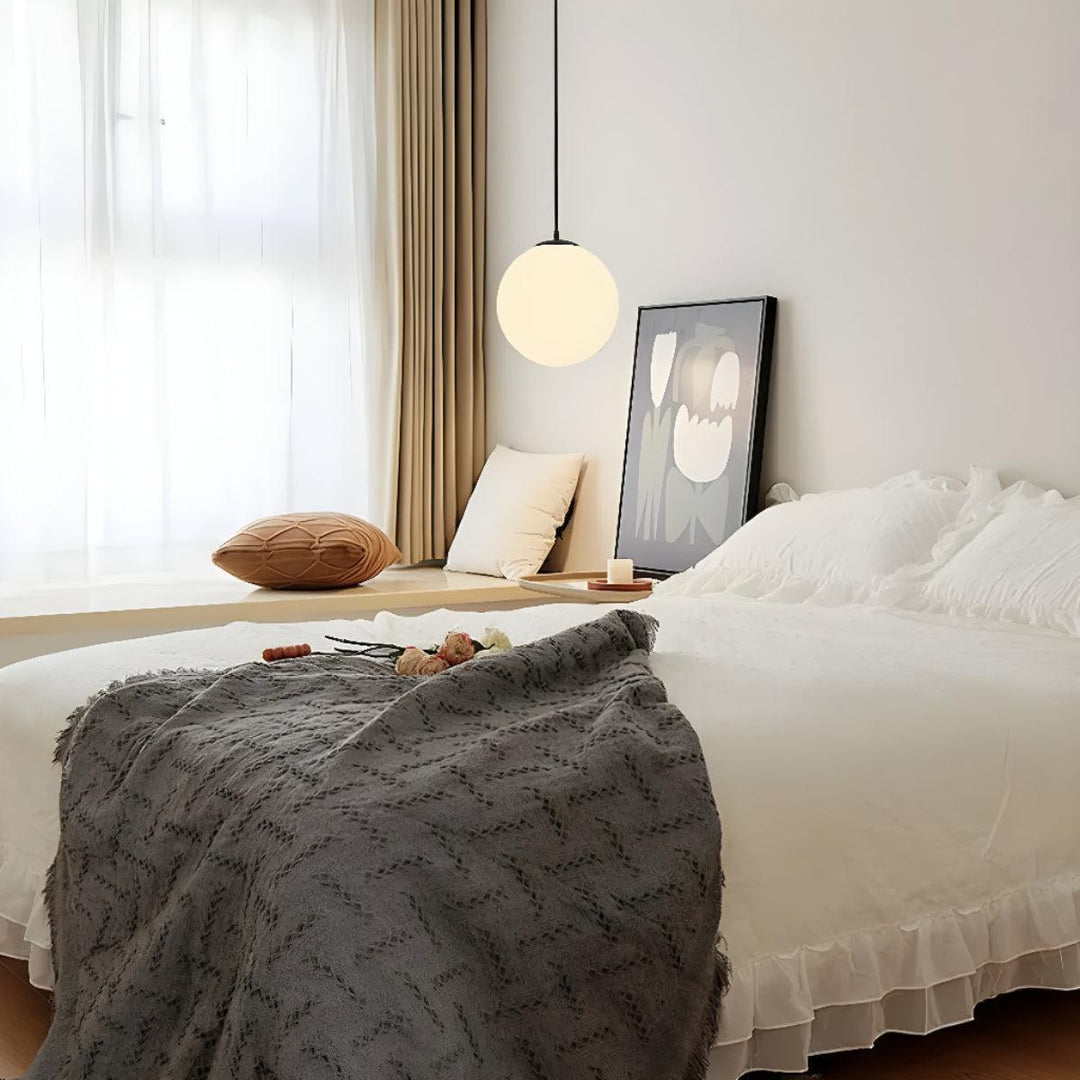 Simple Pendant Fixture With Modern Glass Globe Style