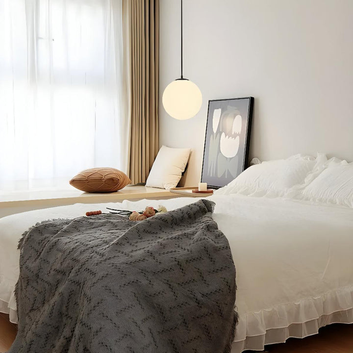 Simple Pendant Fixture With Modern Glass Globe Style