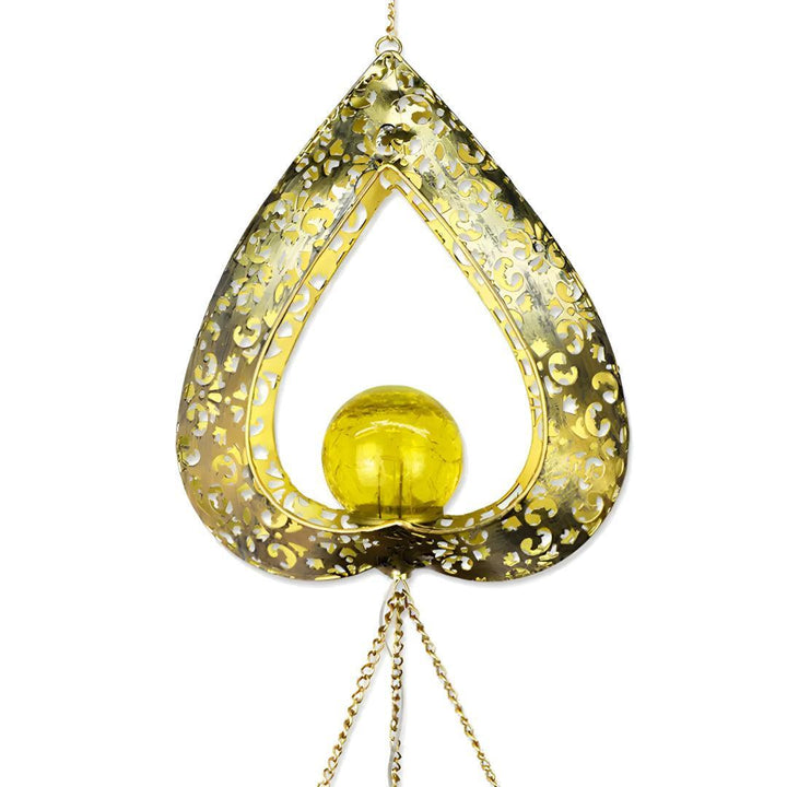 Solar Garden Light With Hanging Heart Wind Chime Lantern