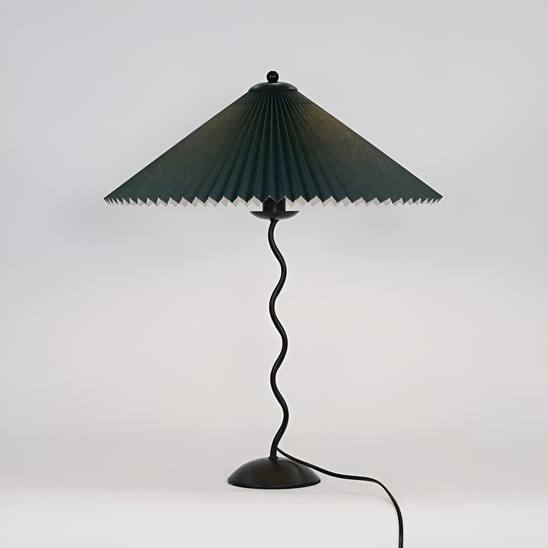 Squiggly Bedside Table Lamp With Nordic Style Pleated Shade