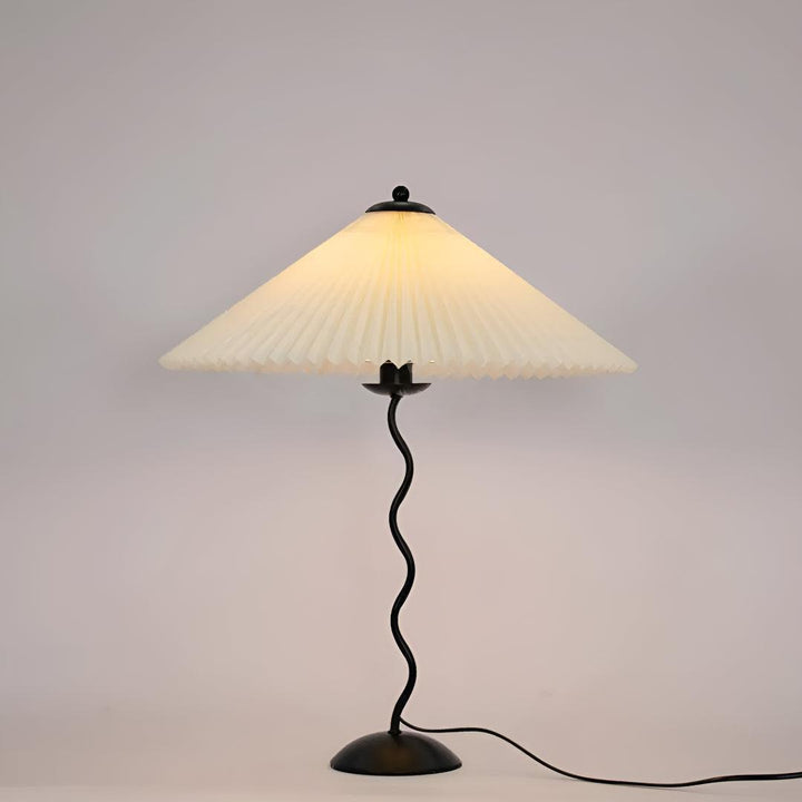 Squiggly Bedside Table Lamp With Nordic Style Pleated Shade