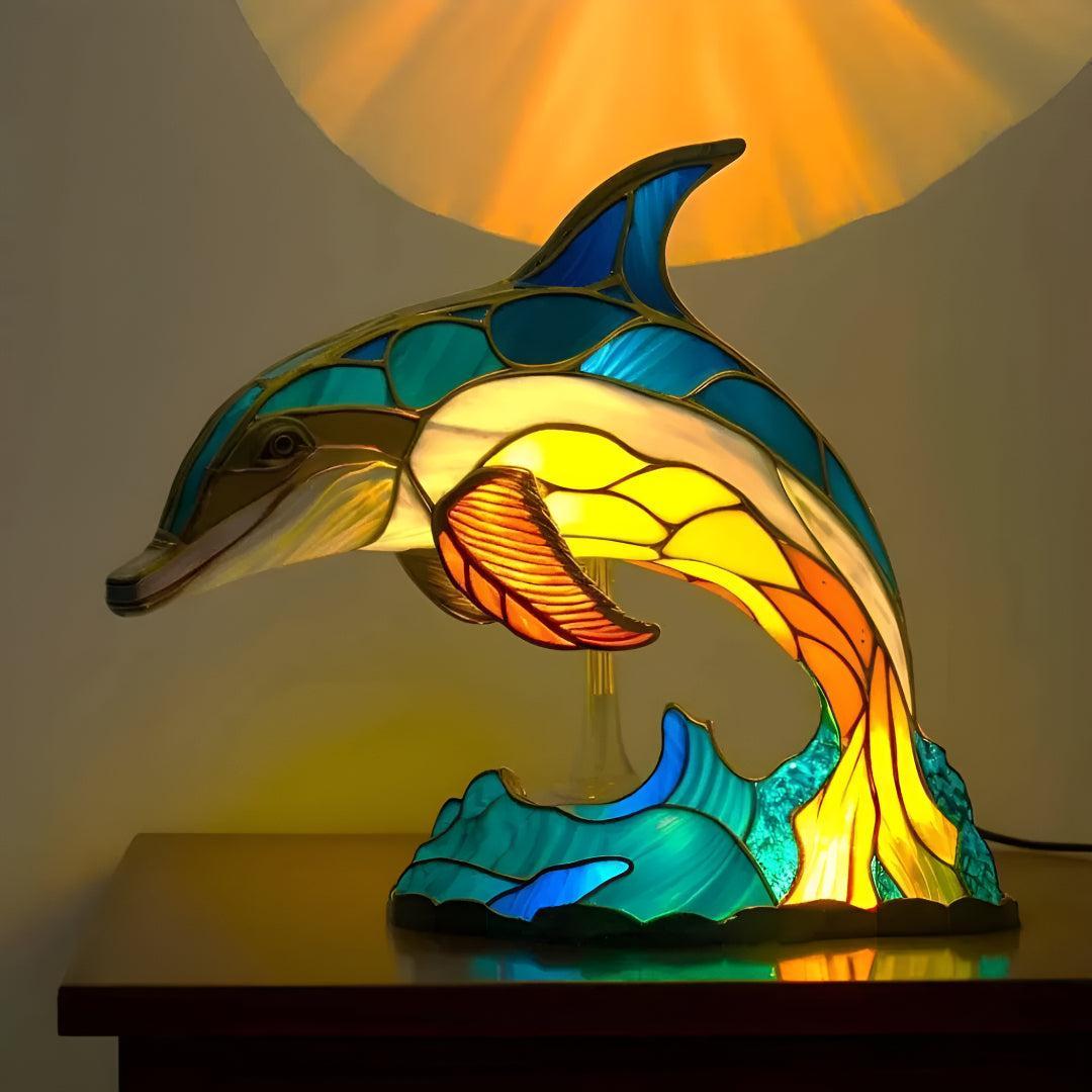 Stained Glass Animal Night Light Table Lamp
