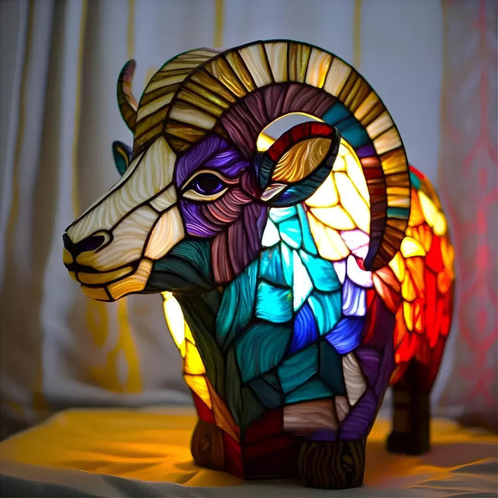 Stained Glass Animal Night Light Table Lamp
