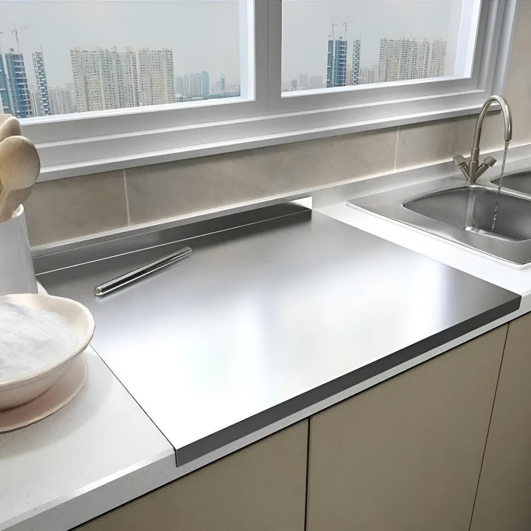 Stainless Steel Chopping Board With Spill Guard And Non Slip Base
