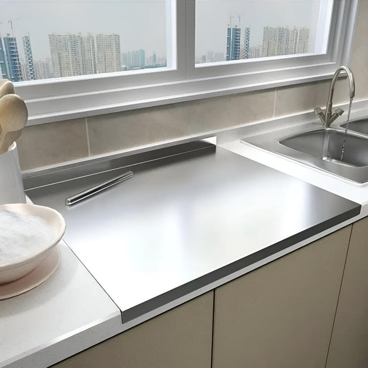 Stainless Steel Chopping Board With Spill Guard And Non Slip Base