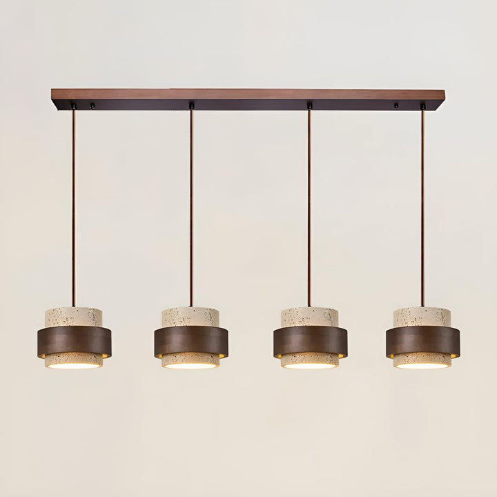 Travertine Pendant Light With Cylindrical Design
