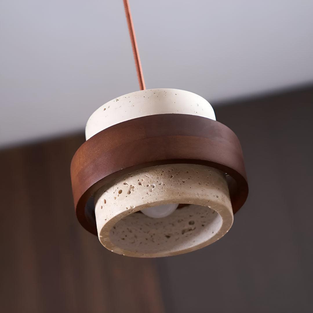 Travertine Pendant Light With Cylindrical Design