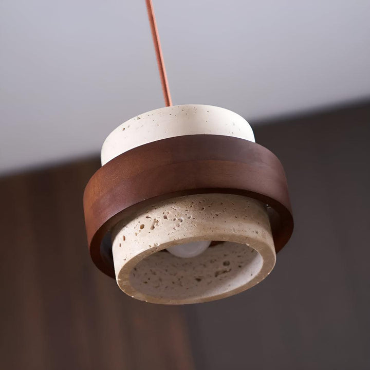 Travertine Pendant Light With Cylindrical Design