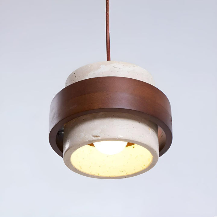 Travertine Pendant Light With Cylindrical Design