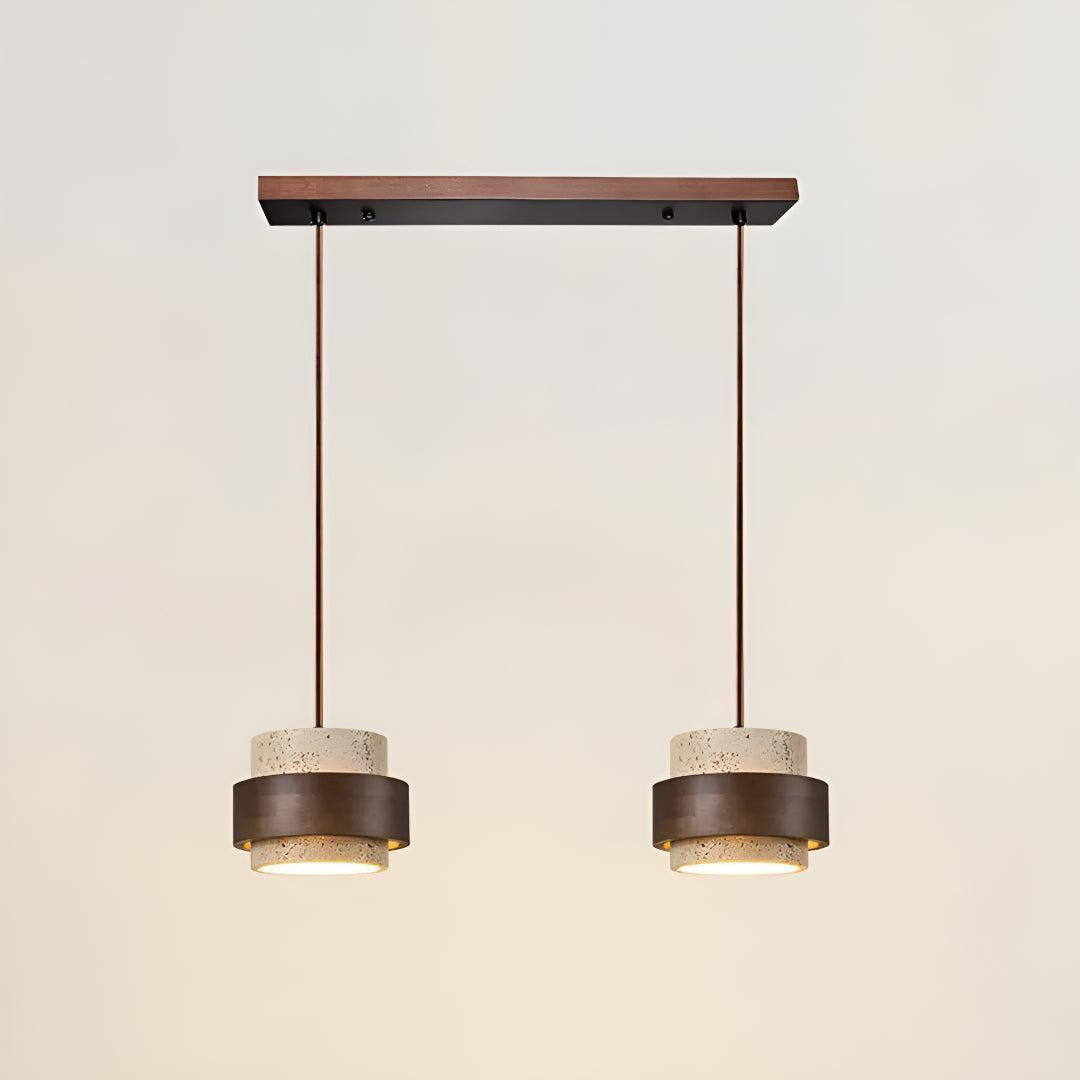 Travertine Pendant Light With Cylindrical Design