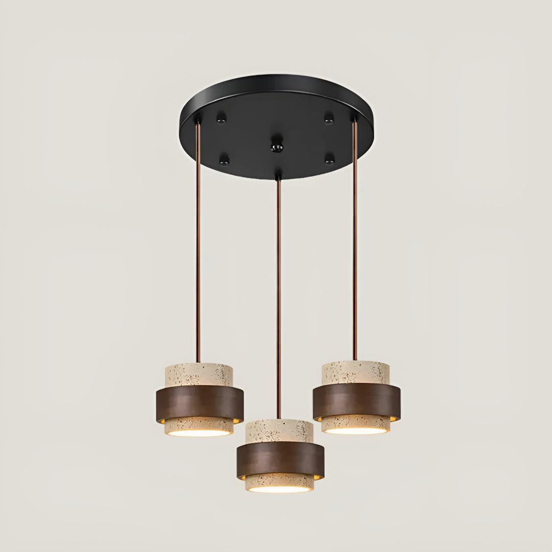 Travertine Pendant Light With Cylindrical Design