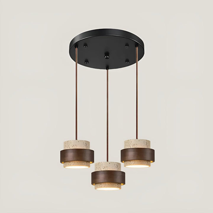 Travertine Pendant Light With Cylindrical Design