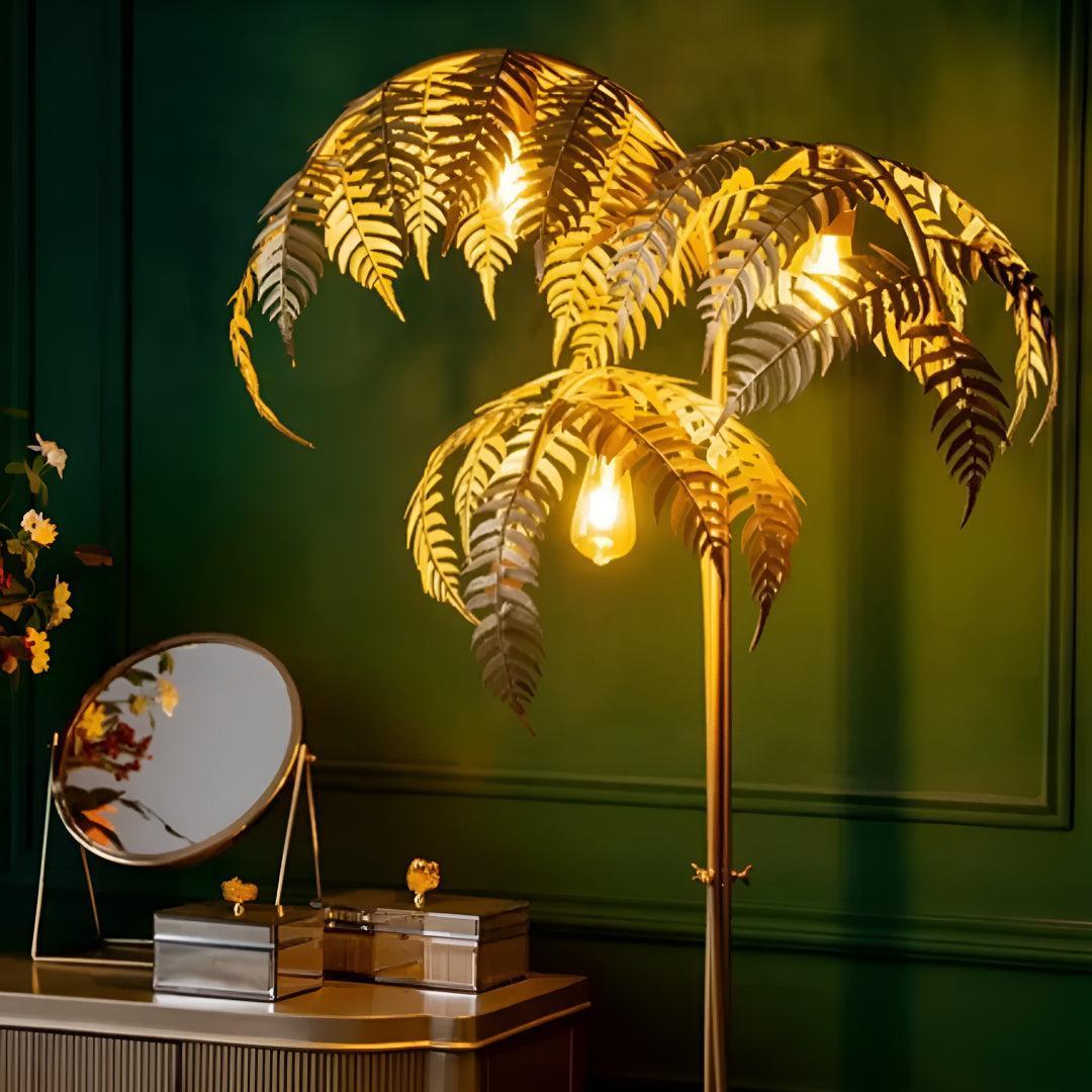 Tropical Retro Golden Palm Tree Floor Lamp