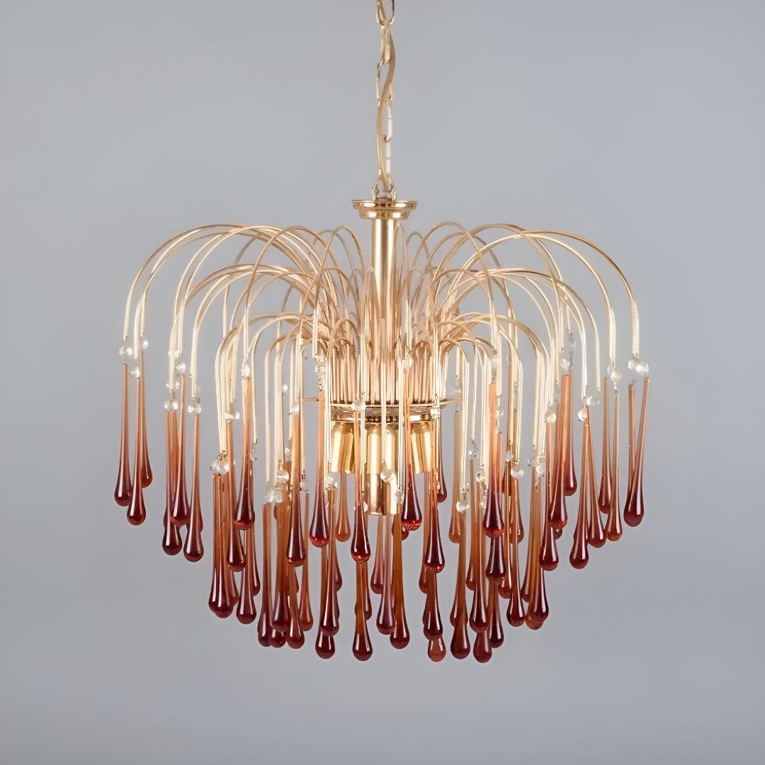 Vintage Murano Ceiling Chandelier Light With Raindrop Design
