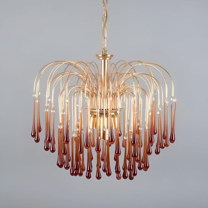 Vintage Murano Ceiling Chandelier Light With Raindrop Design