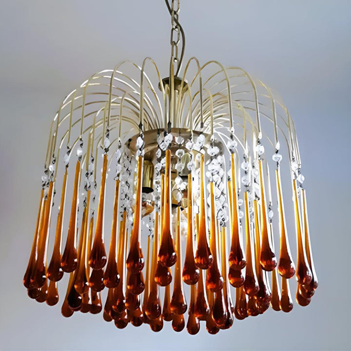 Vintage Murano Ceiling Chandelier Light With Raindrop Design