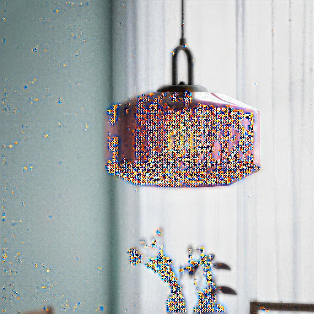 Vintage Striped Hanging Glass Pendant Light