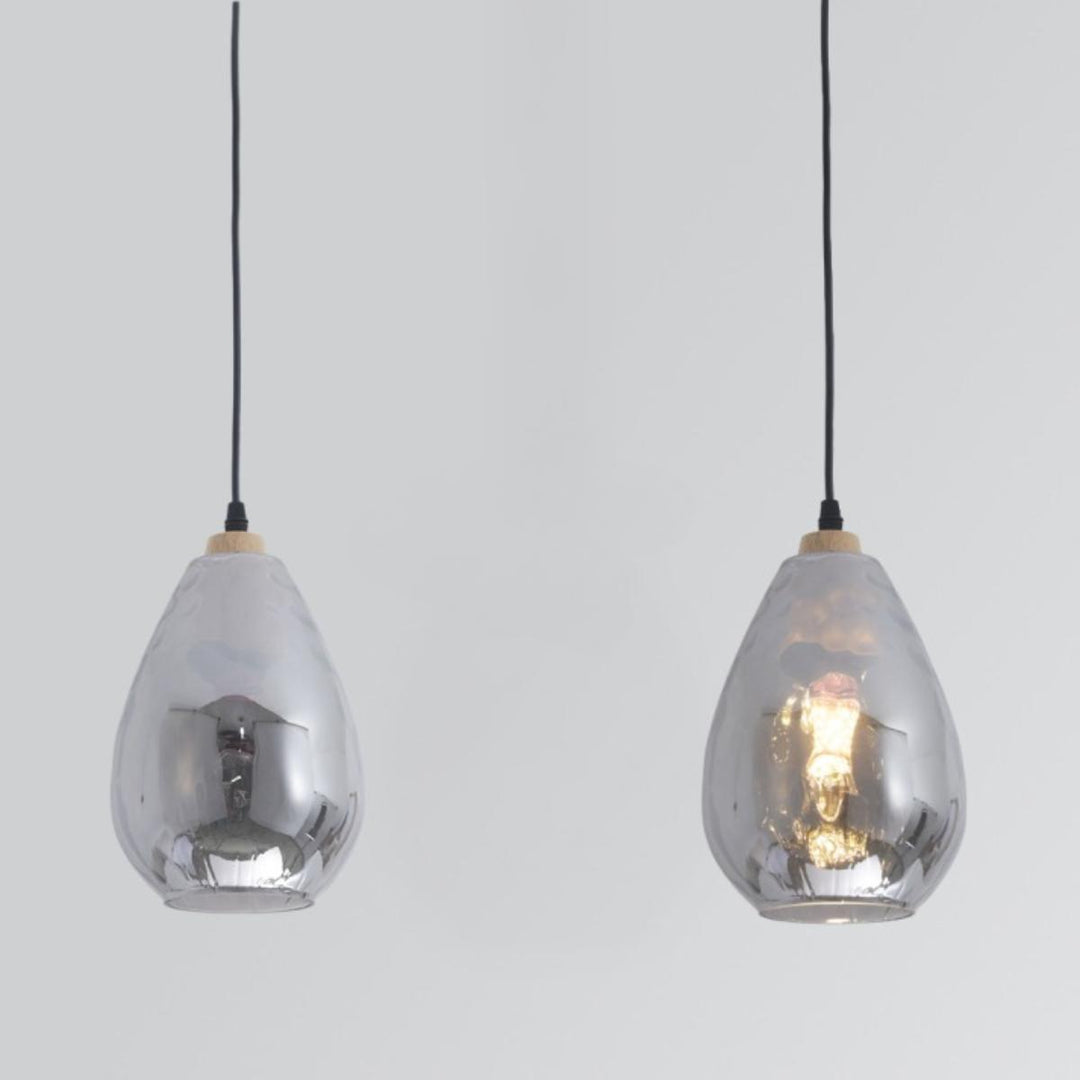 Vintage Teardrop Pendant Light With Ribbed Textured Internal Lighting