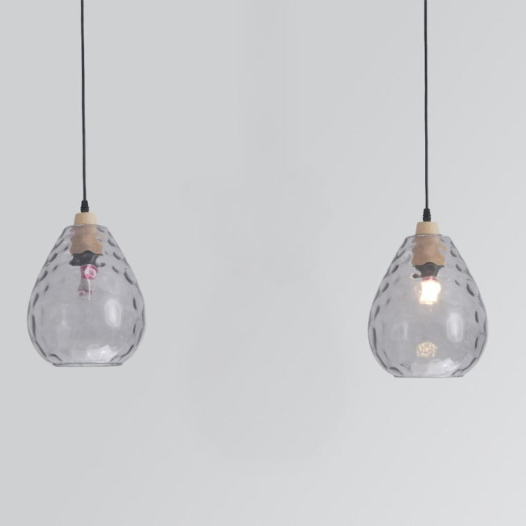 Vintage Teardrop Pendant Light With Ribbed Textured Internal Lighting