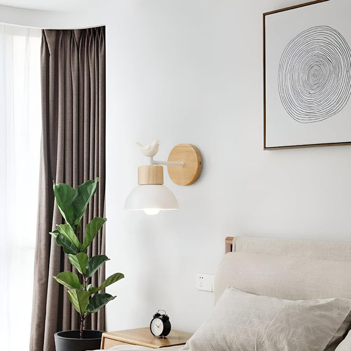 Wall Light Globe With Bird And Pull Cord Switch